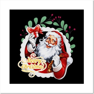 Merry Christmas Santa Present Holiday Posters and Art